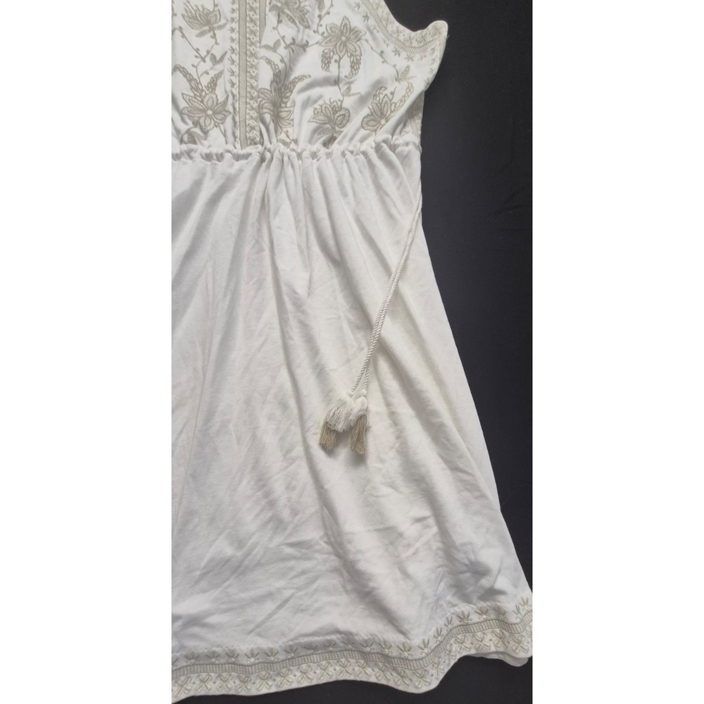 J Jill white sleeveless embroidered tassel tie waist babydoll dress 2XL boho - Picture 3 of 16